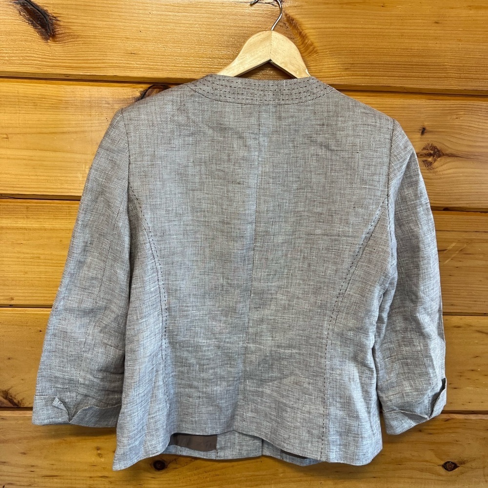 Kasper Women’s Brown Tweed Lined 4 Pockets Linen Longsleeve Jacket 10 - Picture 6 of 7
